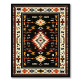 Southwestern Black Tribal Area Rug with Geometric Motifs