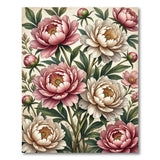 Vintage Blush Pink Peony Bouquet Area Rug