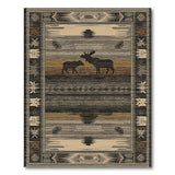 Mother Moose Calf Grey Southwestern Area Rug