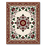 Festive Poinsettia Holly Medallion Area Rug