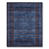 Navy Blue and Orange Grid Plaid Area Rug