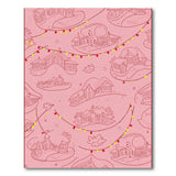 Whimsical Pink Village Houses Fairy Lights Rug