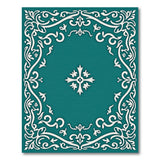 Teal Ornate Filigree Border Area Rug