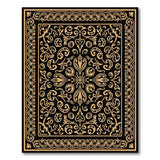 Ornate Gold Floral on Black Persian Rug