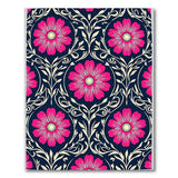 Vibrant Pink Floral on Navy Area Rug