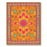 Vibrant Orange Sunburst Persian Area Rug