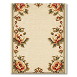 Vintage Peony Floral Border Area Rug - Cream