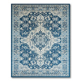 Blue and Teal Navy Blue Ivory Traditional Persian Area Rug
