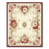 ODIKA Washable Traditional Floral Area Rug - Non-Slip Low Pile Vintage Cream & Burgundy Rug