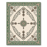 Green Ornate Green Border Persian Medallion Rug