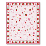 Washable Pink Strawberry Floral Area Rug - Low Pile & Non-Slip
