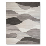 Modern Grey Abstract Wave Area Rug