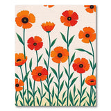 Orange Vibrant Orange Poppy Floral Area Rug