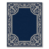 Navy Blue Ornate Floral Border Blue and Teal Area Rug