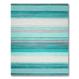 Teal Striped Coastal Woven Area Rug