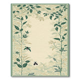 Vintage Green Foliage Border Area Rug