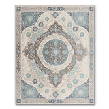 Elegant Teal Blue Persian Medallion Area Rug