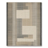 Modern Geometric Beige Black Grid Area Rug