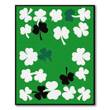 Green Kids Cartoon Lucky Shamrock Green Area Rug