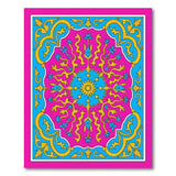 Vibrant Pink Persian Area Rug with Blue Gold Motifs