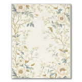 ODIKA Washable Vintage Floral Area Rug - Low Pile Non-Slip Traditional Cream Peony Rug for Living Room & Bedroom
