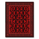 Bold Red Black Geometric Heritage Tribal Rug