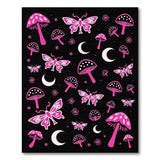 Whimsical Pink Mushroom Butterfly Moon Rug