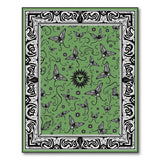 Ornate Green Butterfly Floral Area Rug