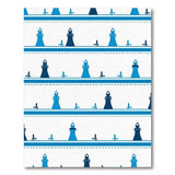 Blue Pagoda Silhouette Geometric Rug