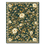 Vintage White Peony Green Area Rug