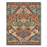Multi-color and Patterns Teal Geometric Southwestern Area Rug