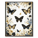 Shimmering Black Gold Butterfly Floral Rug