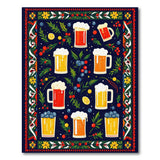 ODIKA Washable Folk Art Beer & Botanical Low Pile Area Rug - Non-Slip