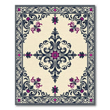 Ornate Pink Floral Damask Area Rug