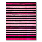 Bold Black Pink Striped Area Rug