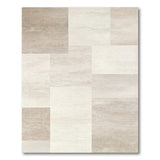 Neutral Beige Geometric Tile Block Area Rug