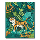 Green Lush Jungle Tiger Area Rug