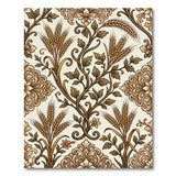 Ornate Golden Wheat Floral Area Rug