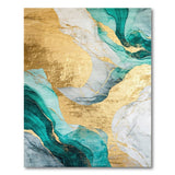 ODIKA Emerald Green & Gold Marble Abstract Washable Area Rug, Low Pile Non-Slip Carpet