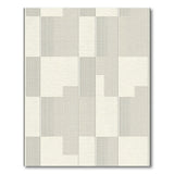 Minimalist Beige Grey Geometric Block Rug