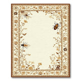 Cream Floral Border Rug with Bees Dragonflies