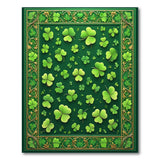 Ornate Green Shamrock Clover Area Rug