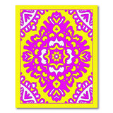 Vibrant Pink Mandala Persian Area Rug on Yellow