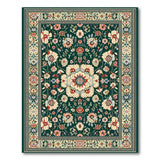 Traditional Persian Green Lush Green Persian Floral Medallion Rug