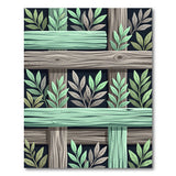 Rustic Green Leaf Wood Fence Area Rug