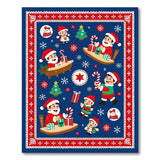 ODIKA Christmas Washable Area Rug - Festive Santa & Elves Low Pile Non-Slip Holiday Decor