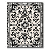 Traditional Persian Elegant Black White Persian Floral Rug