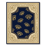 Navy Blue Golden Seashell Area Rug with Ornate Border
