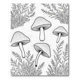 Mushroom Meadow Black White Area Rug