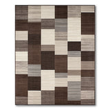 Modern Geometric Patchwork Area Rug in Brown Beige